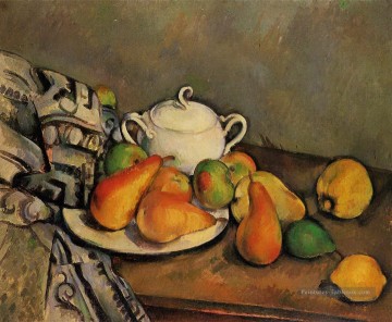 Nature morte impressionnisme œuvres - Poires à sucre et nappe Paul Cézanne Nature morte impressionnisme
